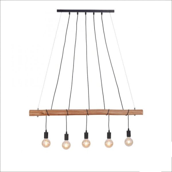 Suspension allongée en bois 110 cm E27 Scandinave