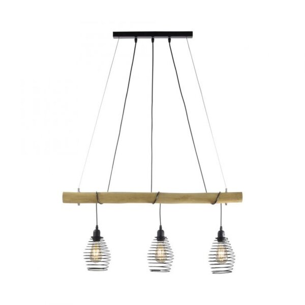 Wohnliche Pendelleuchte E27 90 cm Schwarz Natur Vintage