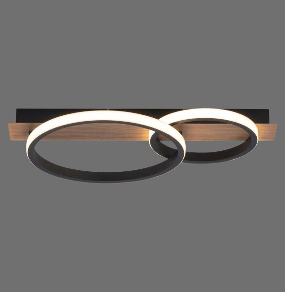 LED Deckenlampe Holz Metall Natur Schwarz 53 cm 3200 lm