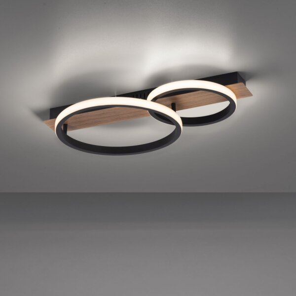 LED Deckenlampe Holz Metall Natur Schwarz 53 cm 3200 lm