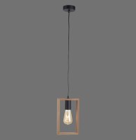 Suspension naturelle bois métal L:15 cm E27 Retro