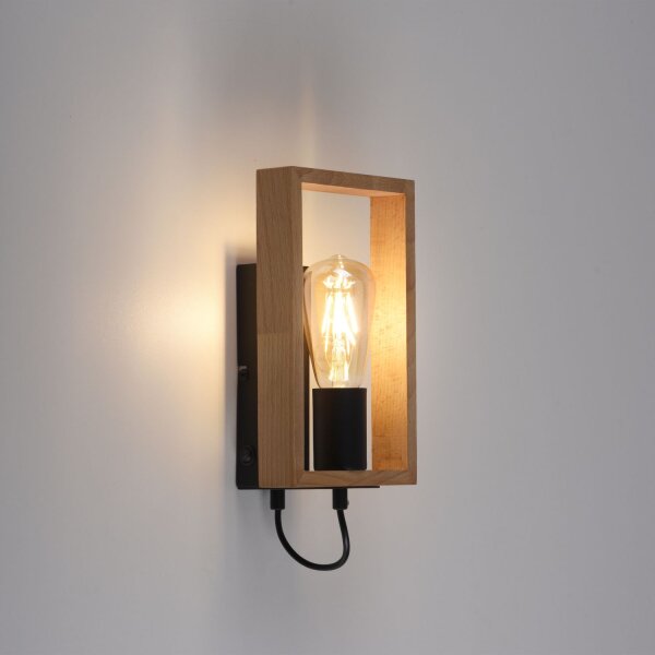 Wandlampe mit Schalter Holz Metall H:25 cm E27 Retro