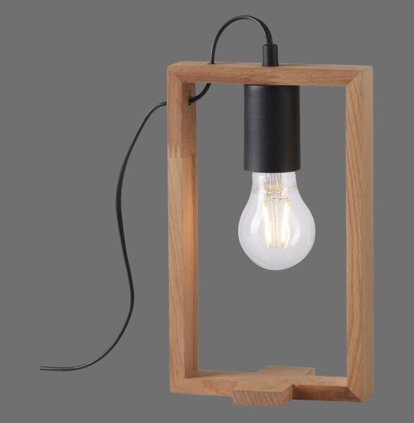 Lampe de table naturelle bois métal 28,5 cm E27 Retro