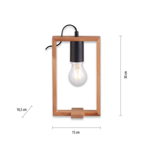 Lampe de table naturelle bois métal 28,5 cm E27 Retro