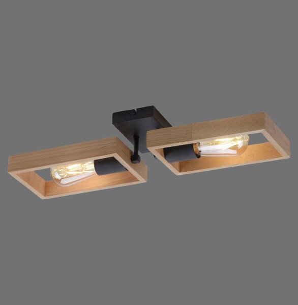 Natürliche Deckenlampe Retro Holz Metall L:57 cm E27