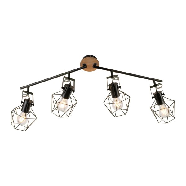 Spot mobile de plafond bois métal 110 cm E27 Vintage
