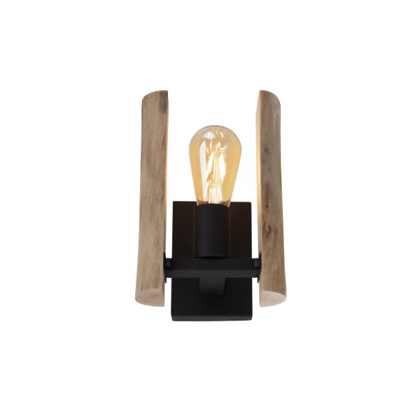 Wohnliche Wandlampe Vintage Holz Metall E27 H:25 cm