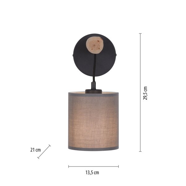 Applique confortable Abat-jour en tissu Bois H:29,5 cm E27