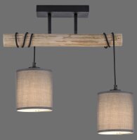 Blendarme Deckenleuchte Holzbalken Stoff 47,5 cm lang