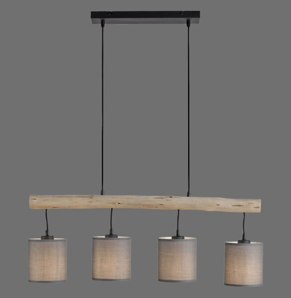 Lampe à suspendre pauvre en fleurs, poutre en bois, tissu 82,5 cm de long