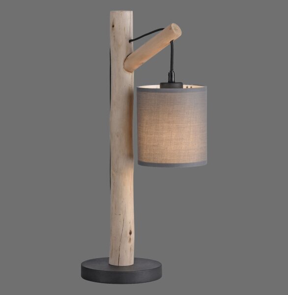 Gemütliche Tischleuchte Stoffschirm Holz H:52,5 cm