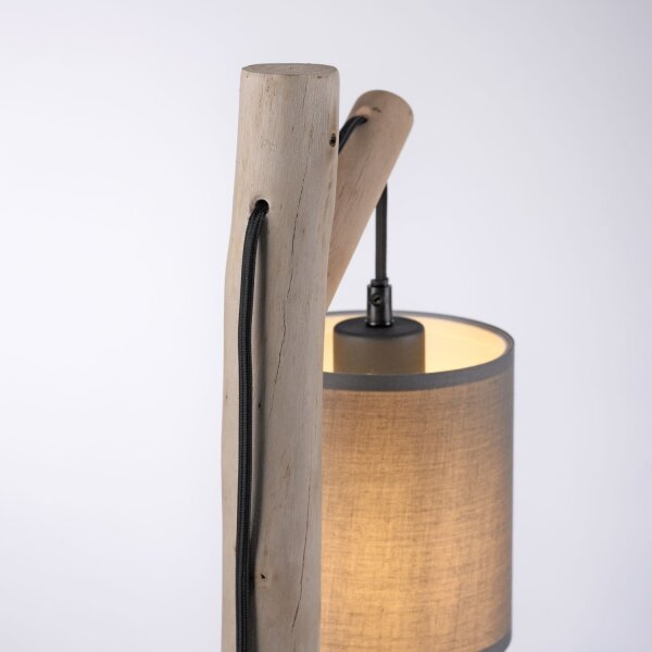 Gemütliche Tischleuchte Stoffschirm Holz H:52,5 cm
