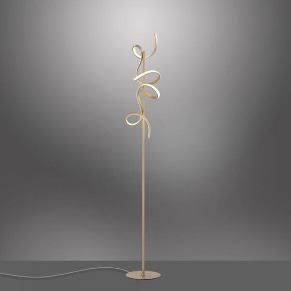 Lampadaire LED à intensité variable 11 W 156 cm en laiton mat