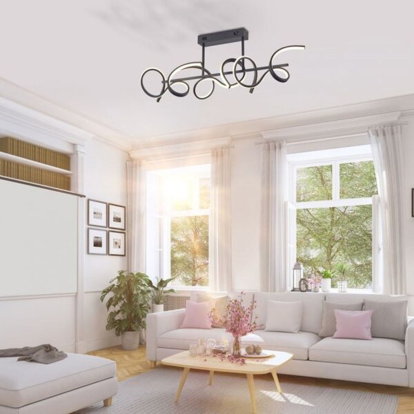 Dekorative LED Deckenleuchte Schwarz 1300 lm L:82 cm