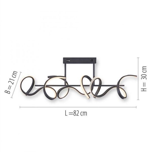 Dekorative LED Deckenleuchte Schwarz 1300 lm L:82 cm