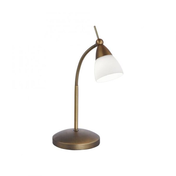Lampe de table LED flexible en verre laiton antique à intensité variable