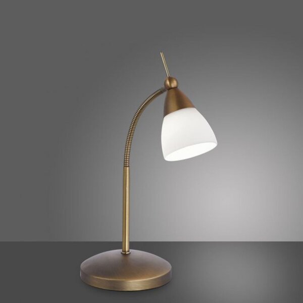 Lampe de table LED flexible en verre laiton antique à intensité variable