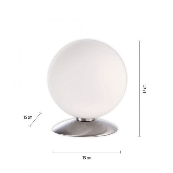 LED Tischleuchte in Stahl Glaskugel 3 W 3000 K dimmbar