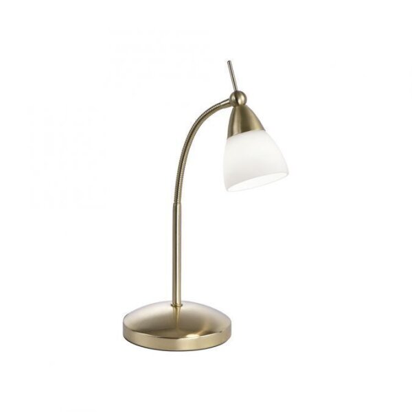 Flexible LED Tischlampe in Messing Glas 3 W dimmbar