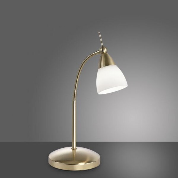 Flexible LED Tischlampe in Messing Glas 3 W dimmbar
