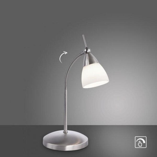 Lampe de table LED flexible en acier verre 3000 K dimmable