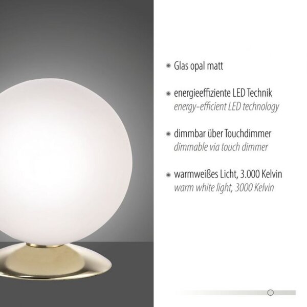 Lampe de table LED en laiton Abat-jour en verre 3000 K dimmable