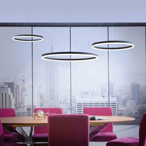 Suspension LED Anthracite dimmable 3000 K Ø80 cm Anneau
