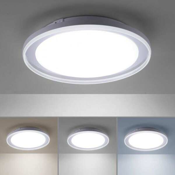 Plafonnier LED à faible éblouissement IP44 28 W L:45 cm en chrome