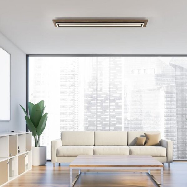 Blendarme LED Deckenleuchte dimmbar Holz 107 cm 5500 lm
