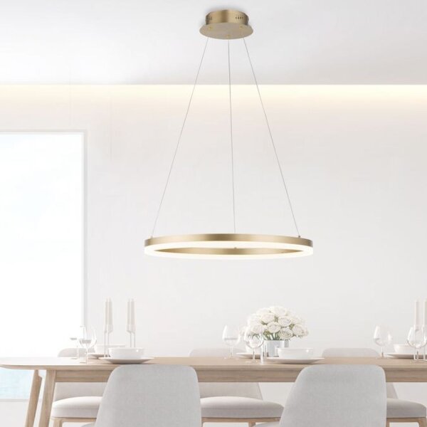 LED Pendelleuchte in Messing dimmbar 3000 K Ø60 cm Ring