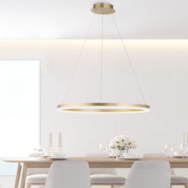 LED Pendelleuchte in Messing dimmbar 3000 K Ø80 cm Ring