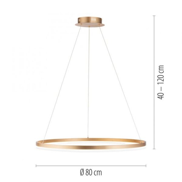 LED Pendelleuchte in Messing dimmbar 3000 K Ø80 cm Ring