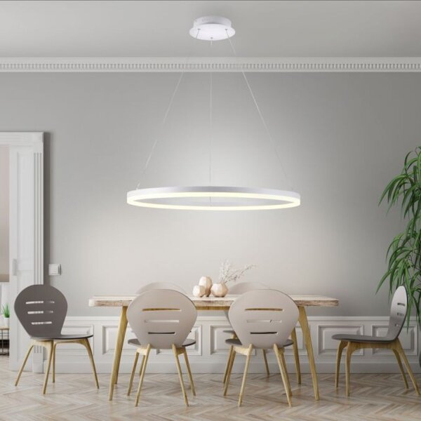 LED Pendelleuchte Weiß dimmbar 52 W 3000 K Ø80 cm Ring