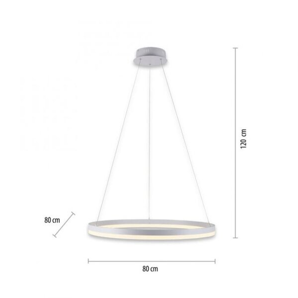 LED Pendelleuchte Weiß dimmbar 52 W 3000 K Ø80 cm Ring