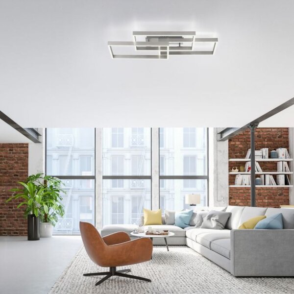 Lampe de plafonnier LED argent Télécommande 82 cm 45 W dimmable