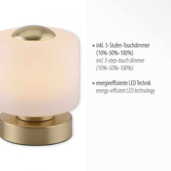 LED Tischleuchte Touch dimmbar 15 cm 3000 K in Messing