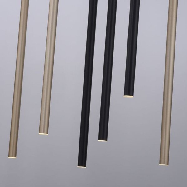 LED Pendelleuchte Schwarz Messing Metall dimmbar