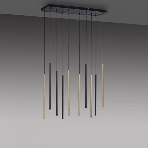 LED Pendelleuchte Schwarz Messing Metall dimmbar