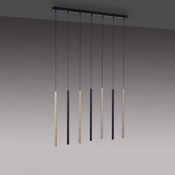 Lange LED Hängelampe Metall dimmbar Schwarz Messing