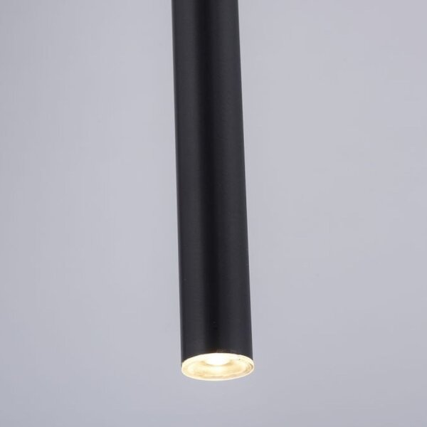 Suspension LED Noir Métal Ø2,5 cm ronde intensité lumineuse variable