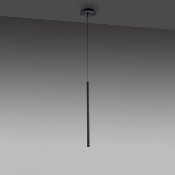 Suspension LED Noir Métal Ø2,5 cm ronde intensité lumineuse variable