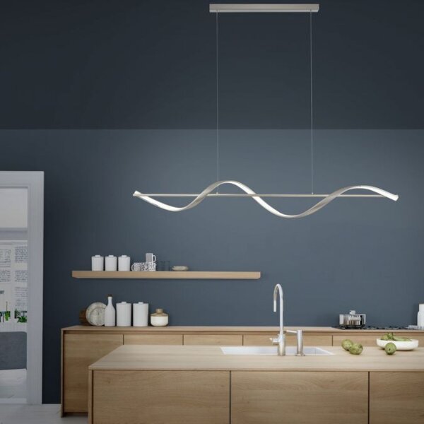 LED Pendelleuchte Silber Fernbedienung 121 cm dimmbar