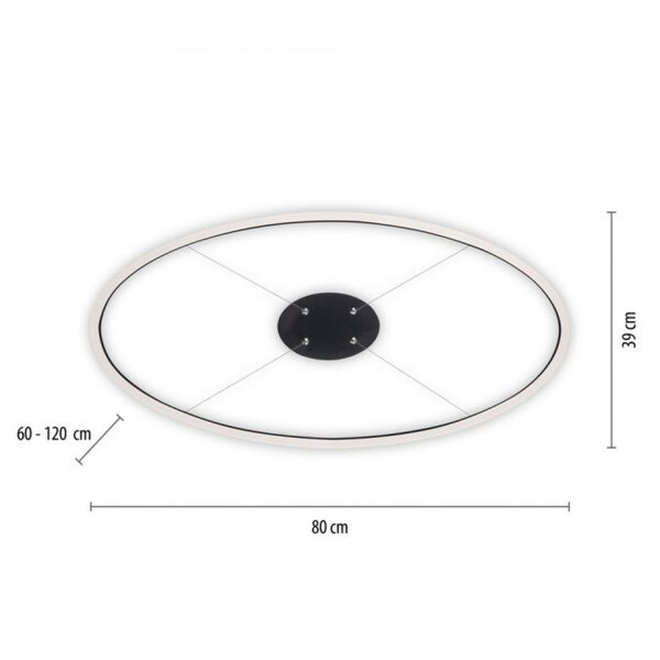 LED Pendelleuchte Anthrazit oval 3000 K L:80 cm dimmbar