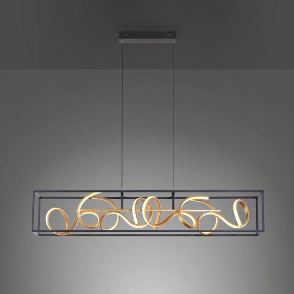 LED Hängelampe Schwarz Gold Metall L:110 cm dimmbar