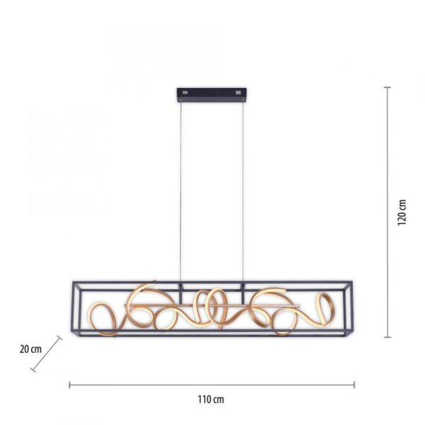 LED Hängelampe Schwarz Gold Metall L:110 cm dimmbar