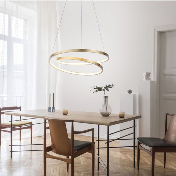 LED Pendelleuchte in Blattgold B:55 cm 4000 lm dimmbar