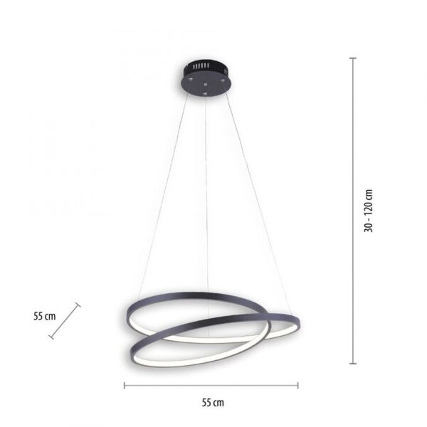 LED Pendelleuchte Schwarz B:55 cm 4000 lm dimmbar