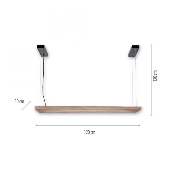 LED Pendelleuchte Holz Fernbedienung L:120 cm dimmbar
