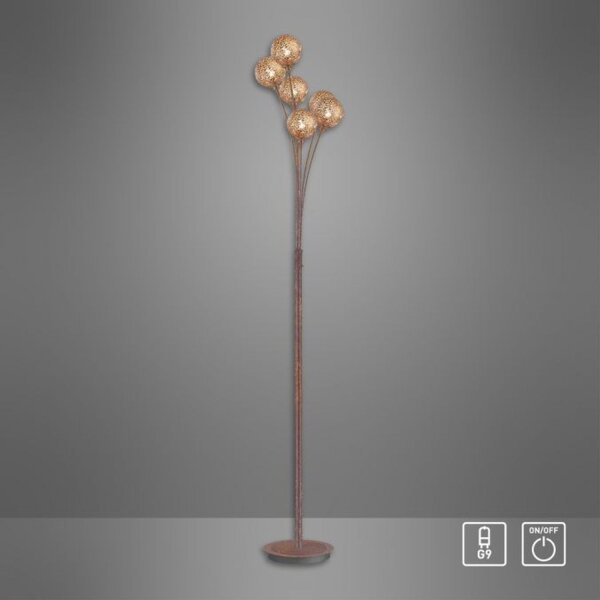 Stehlampe groß Metall Rostbraun Gold 181,2 cm G9 6-flmg