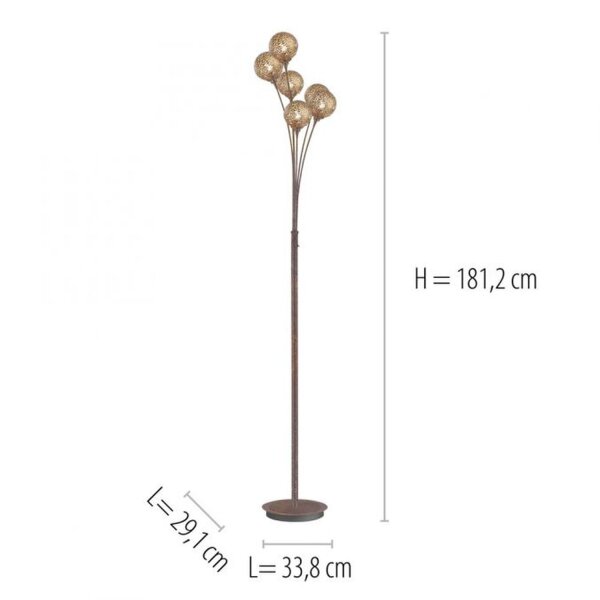Stehlampe groß Metall Rostbraun Gold 181,2 cm G9 6-flmg